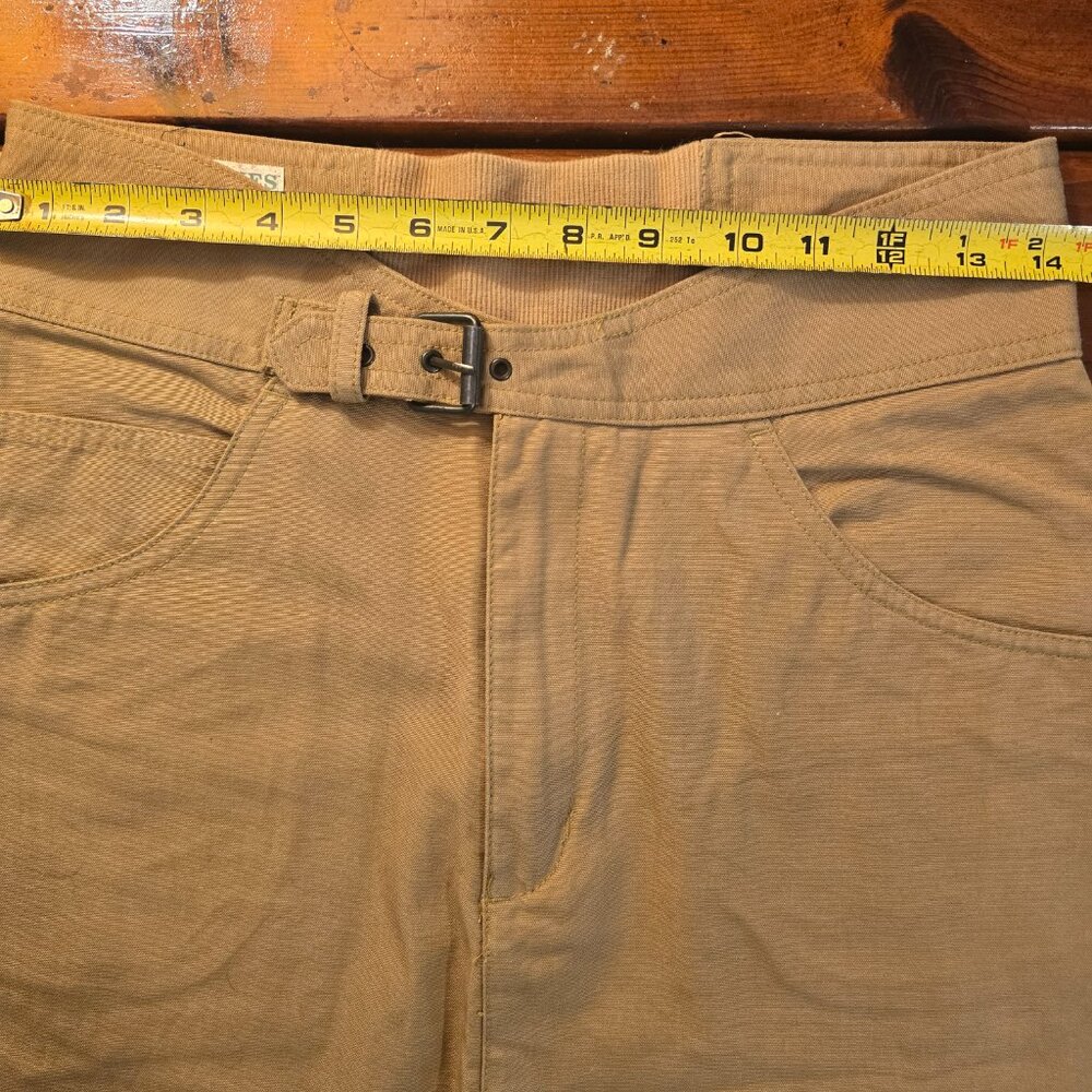 Skirt Mixed Blues Tan Denim Front Buckle Zip Pockets A-line Cotton size 9 1990s - Picture 9 of 11